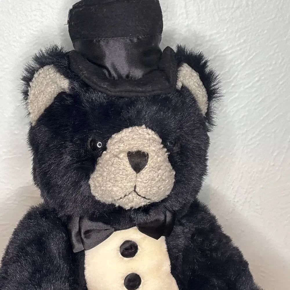 Vintage‎ 2000 Black Belkie Bear Jointed Top Hat Bow Tie Tuxedo. 20 In